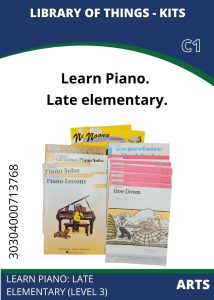 Arts Piano Late Elementary A collection of piano lesson books for late elementary students, featuring various titles and colorful covers on a white background.