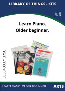 Arts Piano Older Beginner Image of piano learning kits for older beginners, featuring various instructional books and music sheets.
