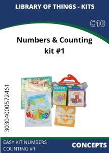 Concepts Numbers and counting 1 A colorful Numbers & Counting kit #1 featuring books and games designed for early childhood learning, displayed on a white background.