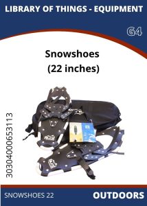 Outdoors Snowshoes Snowshoes displayed on a white background, accompanied by a carrying bag and an instructional booklet.