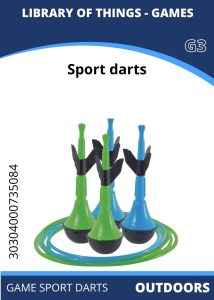 Outdoors Sports Darts Colorful sport darts in blue and green arranged around a circular ring, showcased for outdoor games.