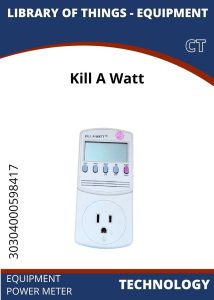 Tech Power Meter White Kill A Watt power meter with digital display and multiple settings, labeled for energy consumption tracking.