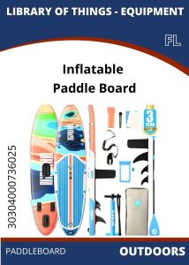Outdoors paddleboard Colorful inflatable paddle board with accessories including a pump, paddles, and storage bag, labeled for outdoor use.